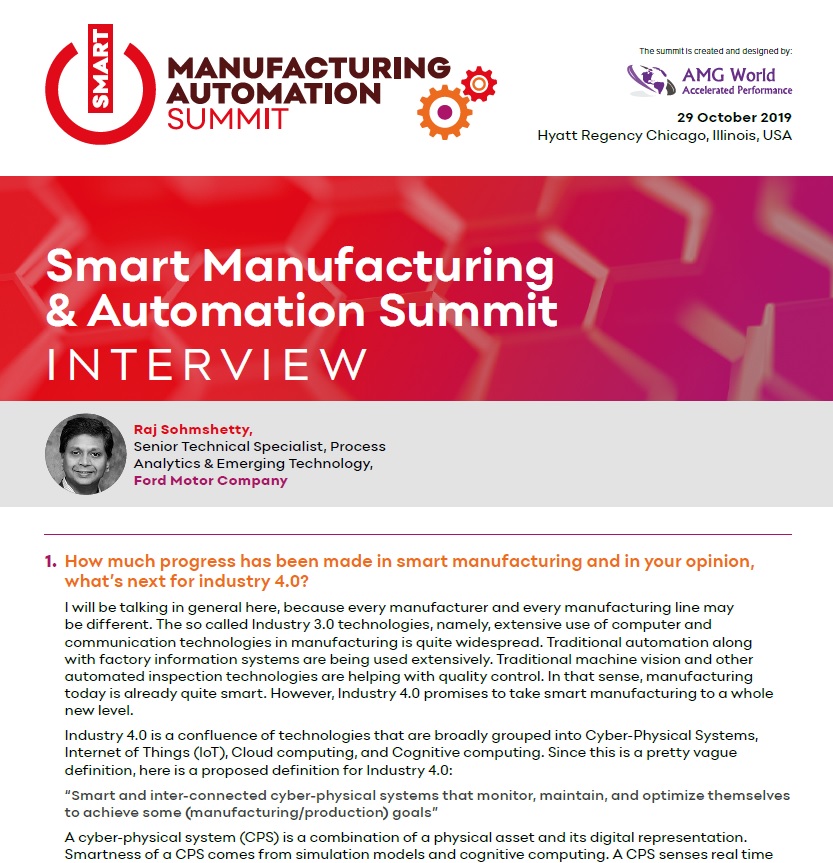 Future Smart Manufacturing USA Interview with Raj Sohmshetty, Ford